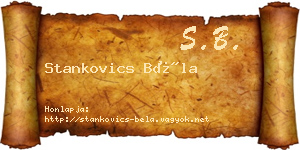 Stankovics Béla névjegykártya
